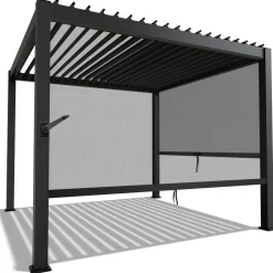 Lamellendach Tahiti 3 x 3 m inkl. 2x Seitenwand 3 m Lamellendach für Terrasse & Garten mit verstellbaren Lamellen