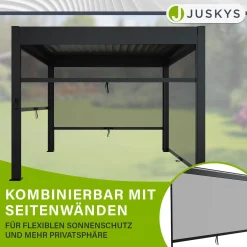 Lamellendach Tahiti 3 x 3 m inkl. 2x Seitenwand 3 m Lamellendach für Terrasse & Garten mit verstellbaren Lamellen