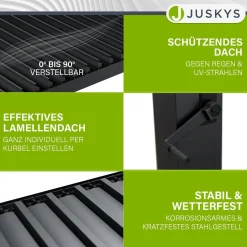 Lamellendach Tahiti 3 x 3 m inkl. 2x Seitenwand 3 m Lamellendach für Terrasse & Garten mit verstellbaren Lamellen