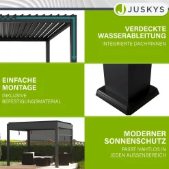 Lamellendach Tahiti 3 x 3 m inkl. 1x Seitenwand 3 m Lamellendach für Terrasse & Garten mit verstellbaren Lamellen