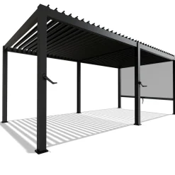 Lamellendach Tahiti 3 x 5,9 m inkl. 1x Seitenwand 3 m Lamellendach für Terrasse & Garten mit verstellbaren Lamellen