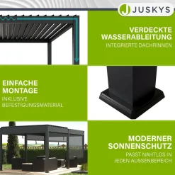 Lamellendach Tahiti 3 x 5,9 m inkl. 1x Seitenwand 3 m Lamellendach für Terrasse & Garten mit verstellbaren Lamellen