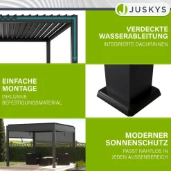 Lamellendach Tahiti 3 x 4 m inkl. 1x Seitenwand 3 m Lamellendach für Terrasse & Garten mit verstellbaren Lamellen