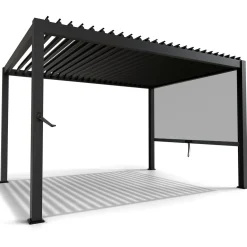 Lamellendach Tahiti 3 x 4 m inkl. 1x Seitenwand 3 m Lamellendach für Terrasse & Garten mit verstellbaren Lamellen