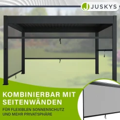 Lamellendach Tahiti 3 x 4 m inkl. 1x Seitenwand 3 m Lamellendach für Terrasse & Garten mit verstellbaren Lamellen