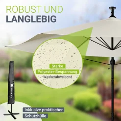 LED Ampelschirm Brazil Sonnenschirm mit LED, Kurbel & Standfuß