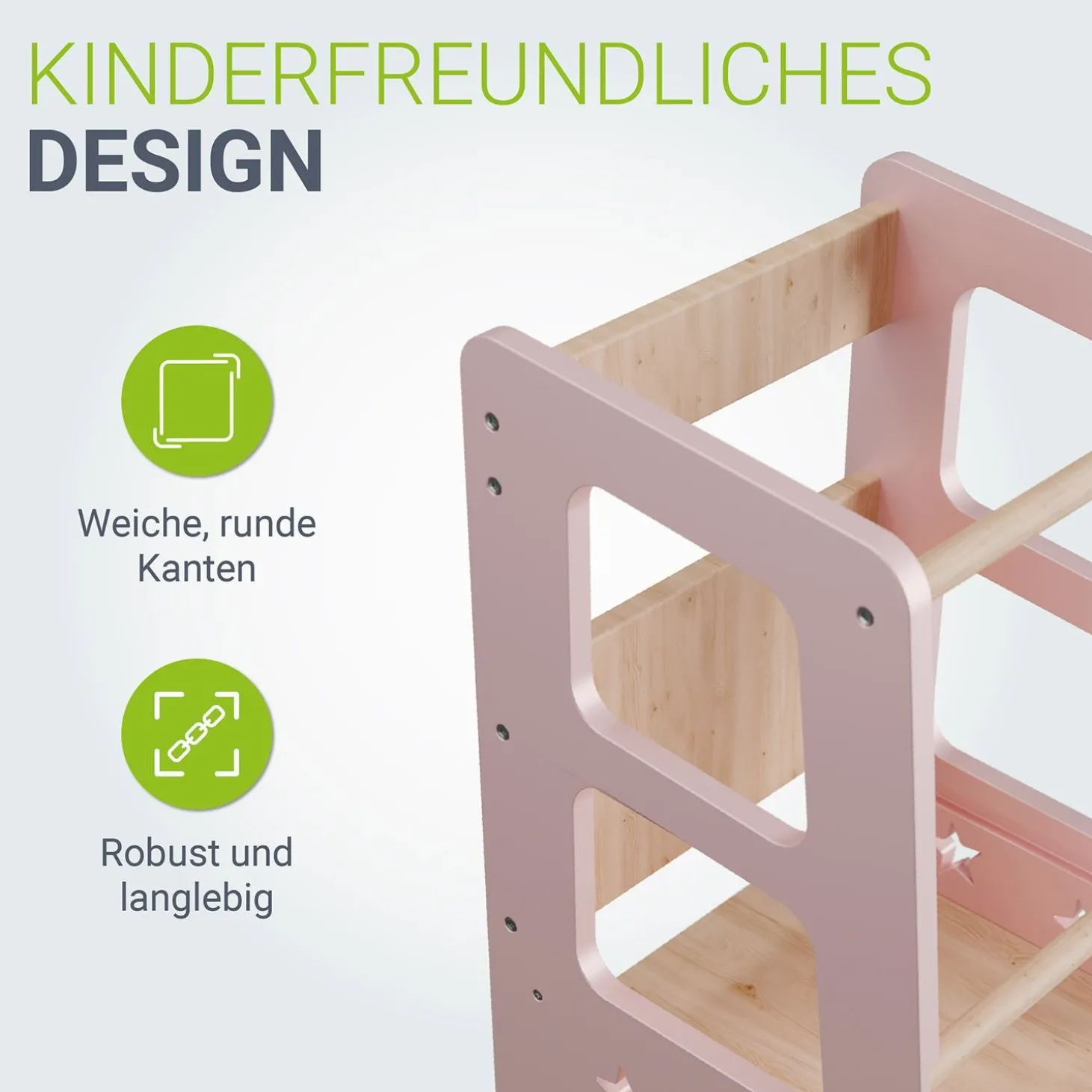 Lernturm Henny Höhenverstellbarer Lernturm für Kinder ab 1 Jahr, sicher und stabil