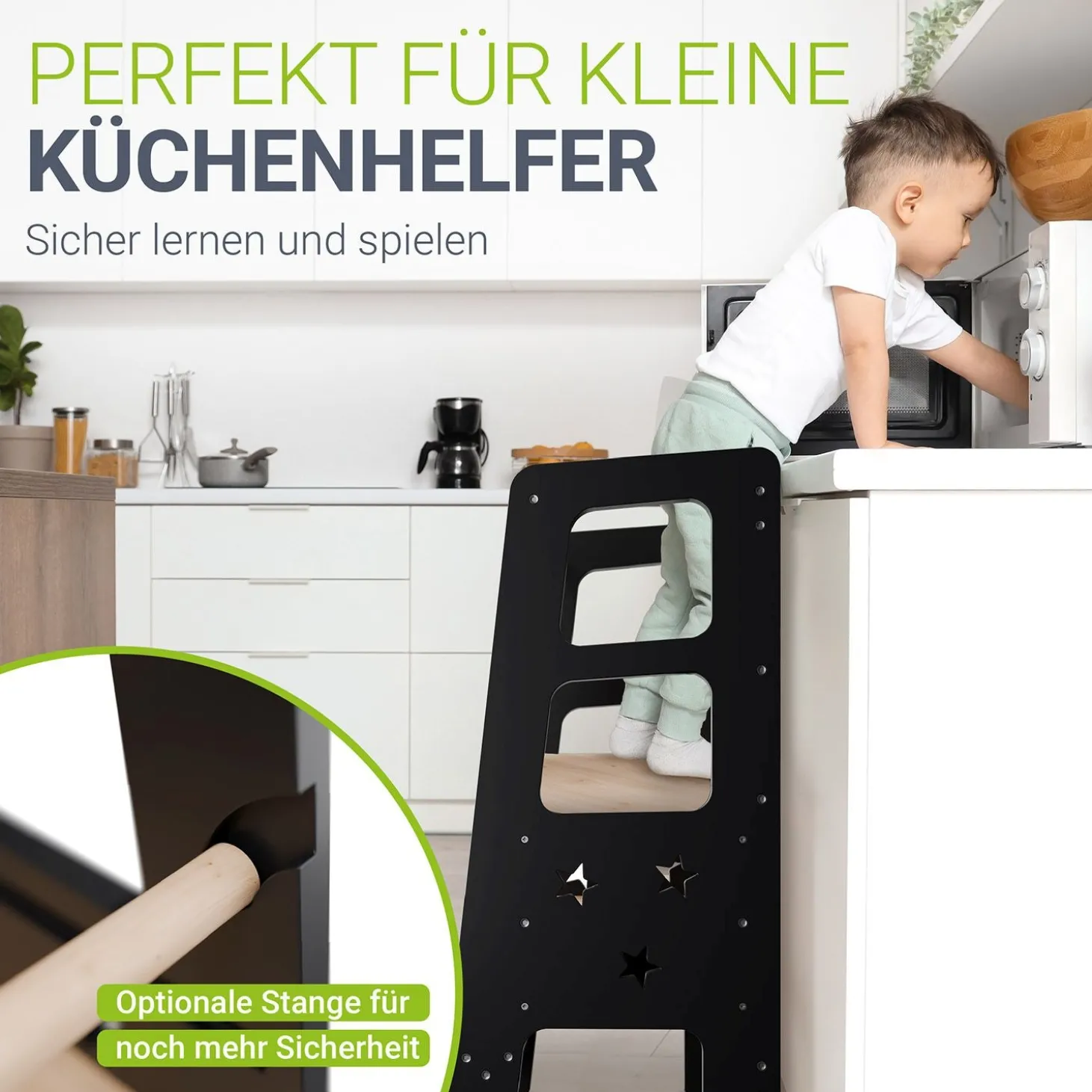 Lernturm Henny Höhenverstellbarer Lernturm für Kinder ab 1 Jahr, sicher und stabil
