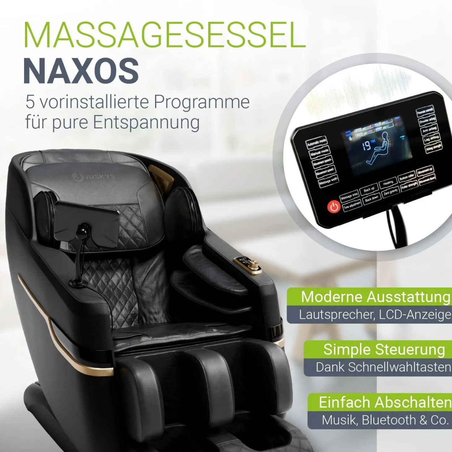 Massagesessel Naxos Mit Ganzkörpermassagefunktion für wohltuende Entspannung