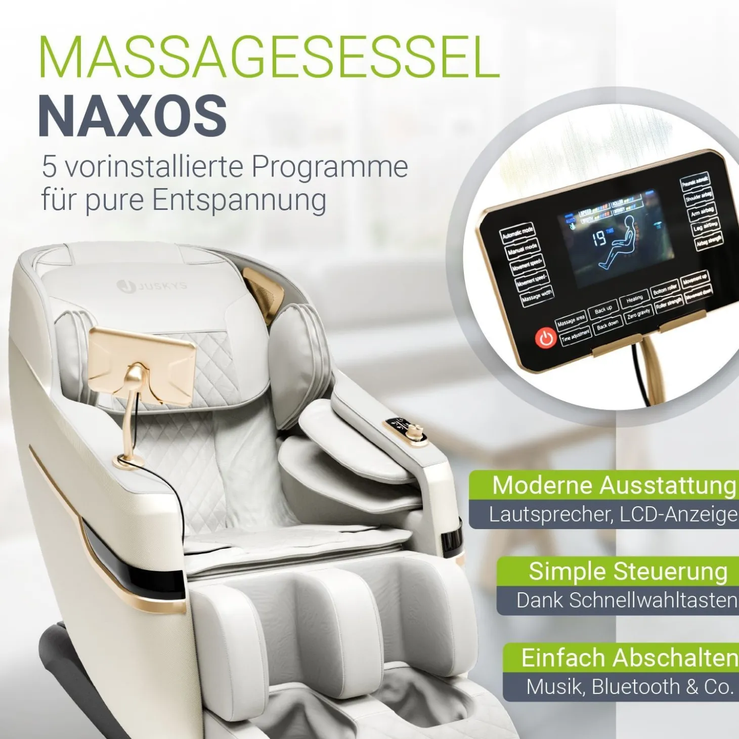 Massagesessel Naxos Mit Ganzkörpermassagefunktion für wohltuende Entspannung