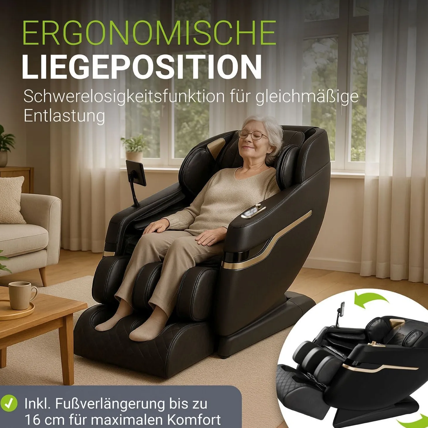 Massagesessel Naxos Mit Ganzkörpermassagefunktion für wohltuende Entspannung