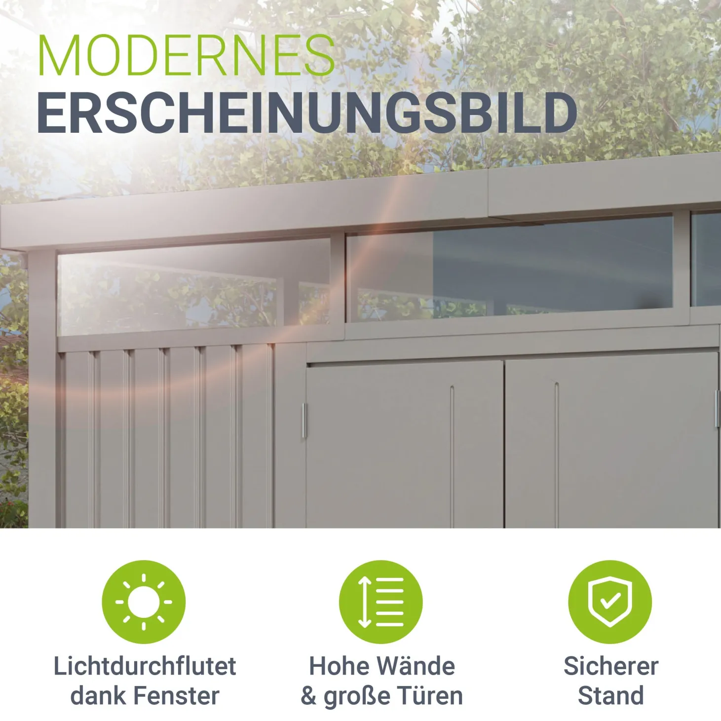 Metall Gerätehaus Luzern Pro Wetterfester Geräteschuppen mit abschließbaren Türen