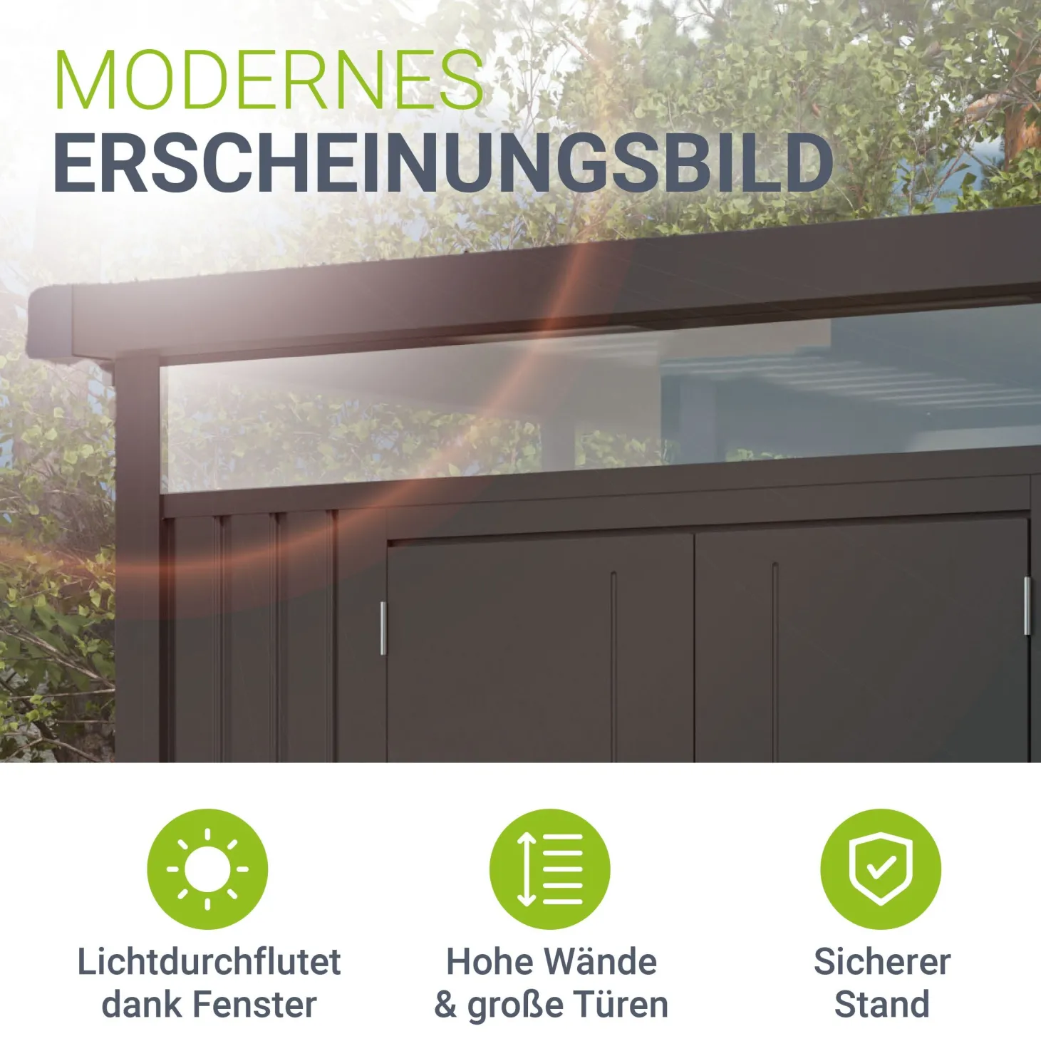Metall Gerätehaus Luzern Pro Wetterfester Geräteschuppen mit abschließbaren Türen