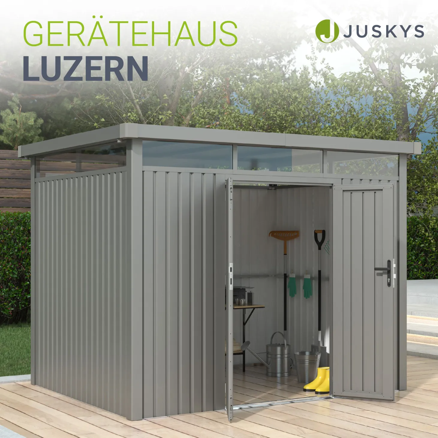 Metall Gerätehaus Luzern Pro Wetterfester Geräteschuppen mit abschließbaren Türen