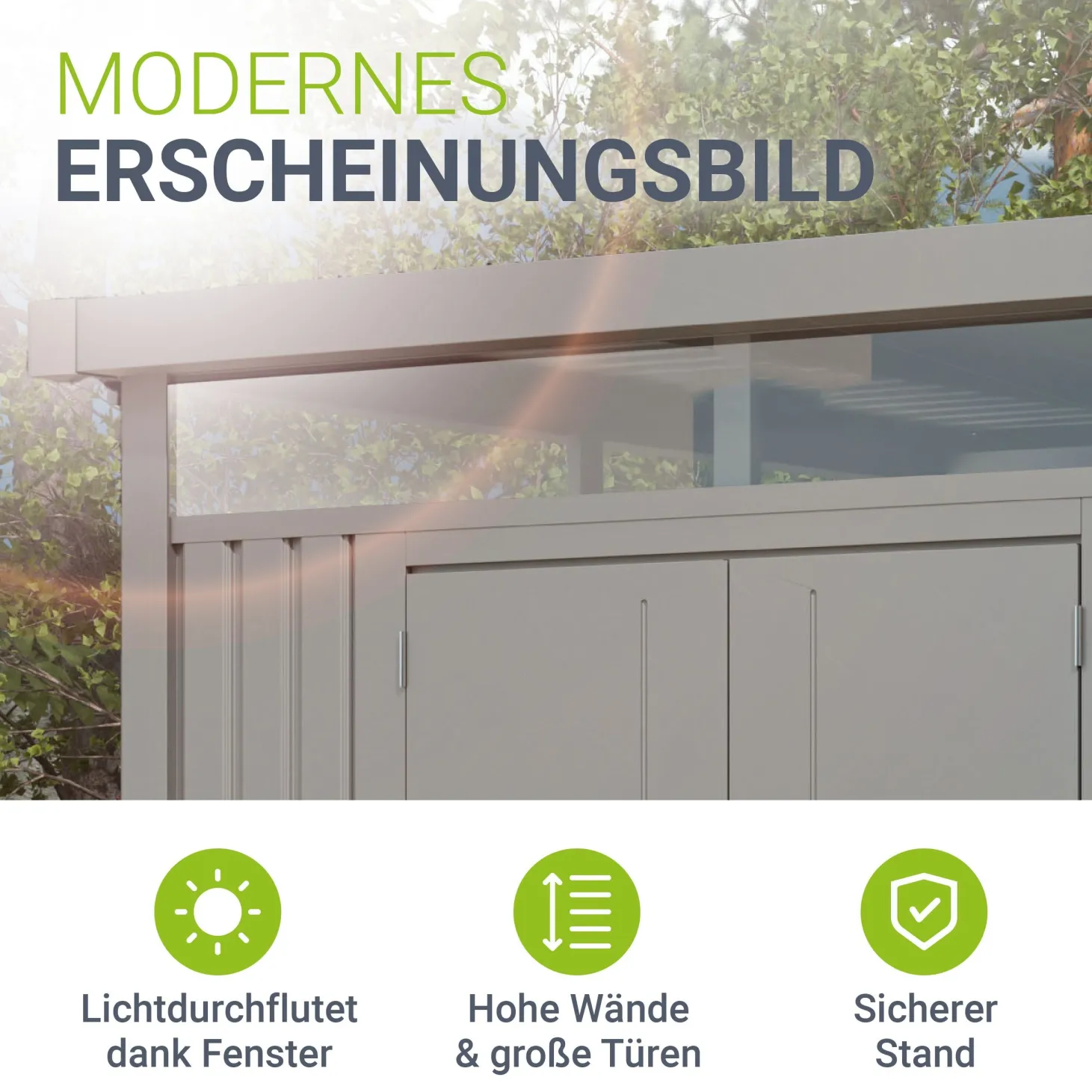 Metall Gerätehaus Luzern Pro Wetterfester Geräteschuppen mit abschließbaren Türen