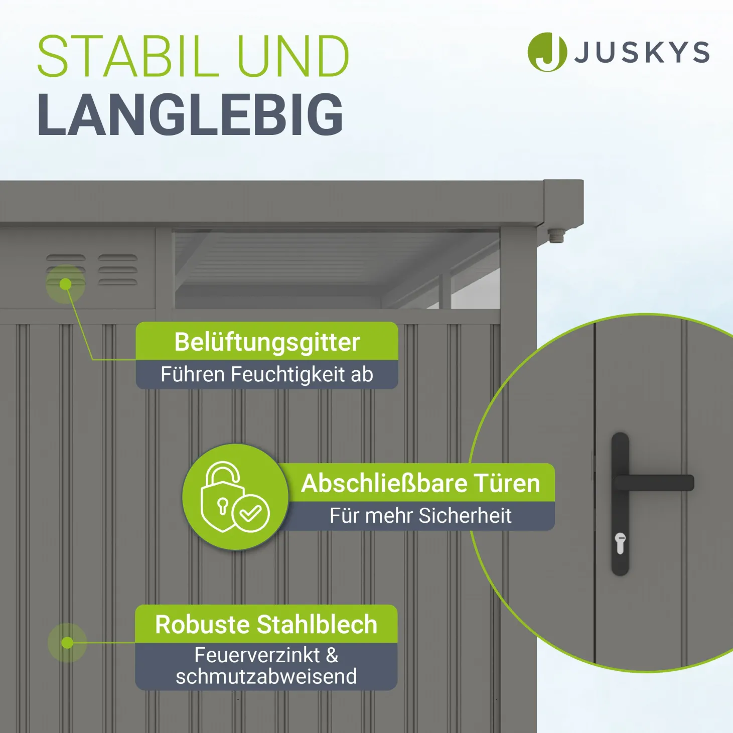 Metall Gerätehaus Luzern Pro Wetterfester Geräteschuppen mit abschließbaren Türen