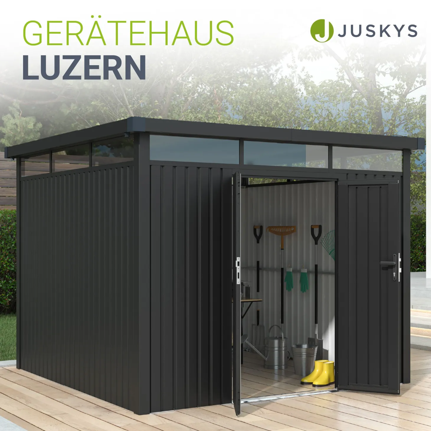 Metall Gerätehaus Luzern Pro Wetterfester Geräteschuppen mit abschließbaren Türen