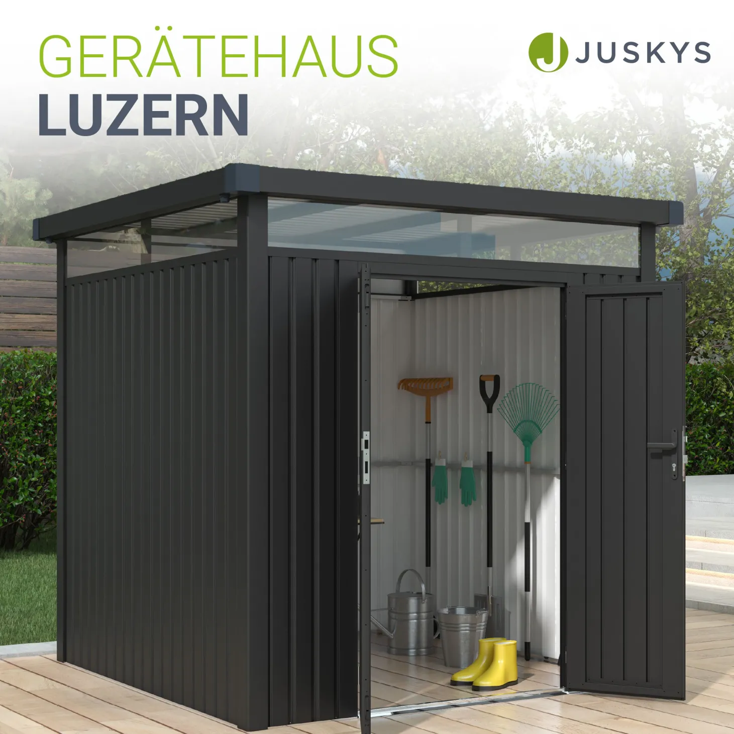 Metall Gerätehaus Luzern Pro Wetterfester Geräteschuppen mit abschließbaren Türen