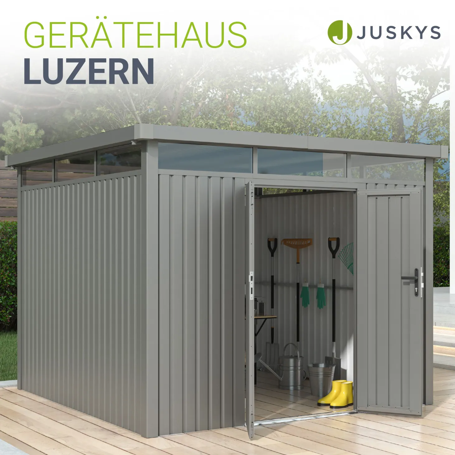 Metall Gerätehaus Luzern Pro Wetterfester Geräteschuppen mit abschließbaren Türen