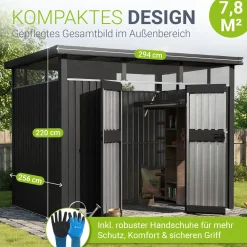 Metall Gerätehaus Luzern Wetterfester Geräteschuppen mit abschließbaren Türen