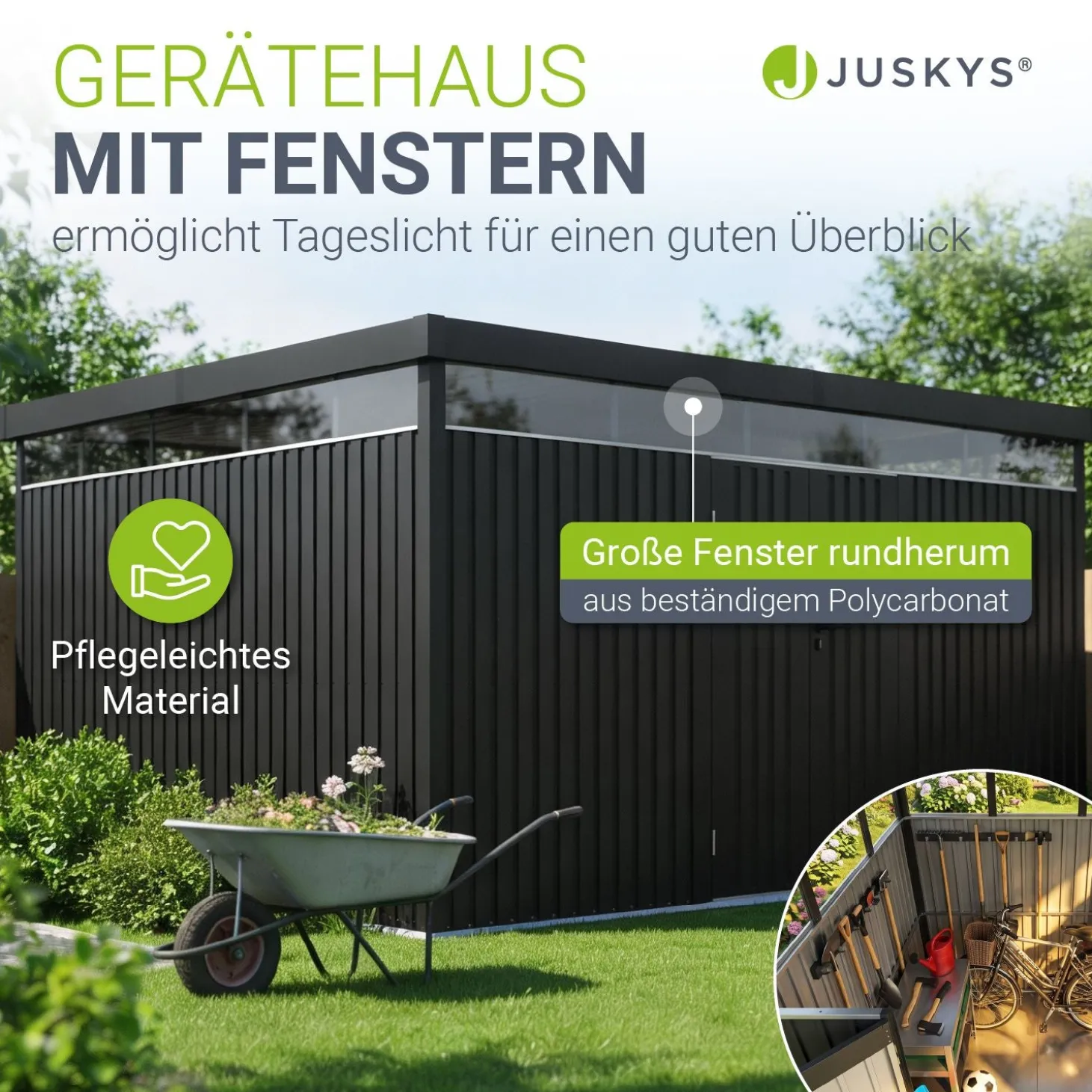 Metall Gerätehaus Luzern Wetterfester Geräteschuppen mit abschließbaren Türen