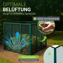 Metall Komposter für Gartenabfälle Gartenkomposter mit 450L & 800L Volumen