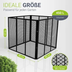 Metall Komposter für Gartenabfälle Gartenkomposter mit 450L & 800L Volumen