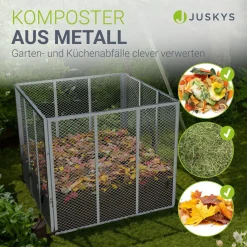 Metall Komposter für Gartenabfälle Gartenkomposter mit 450L & 800L Volumen