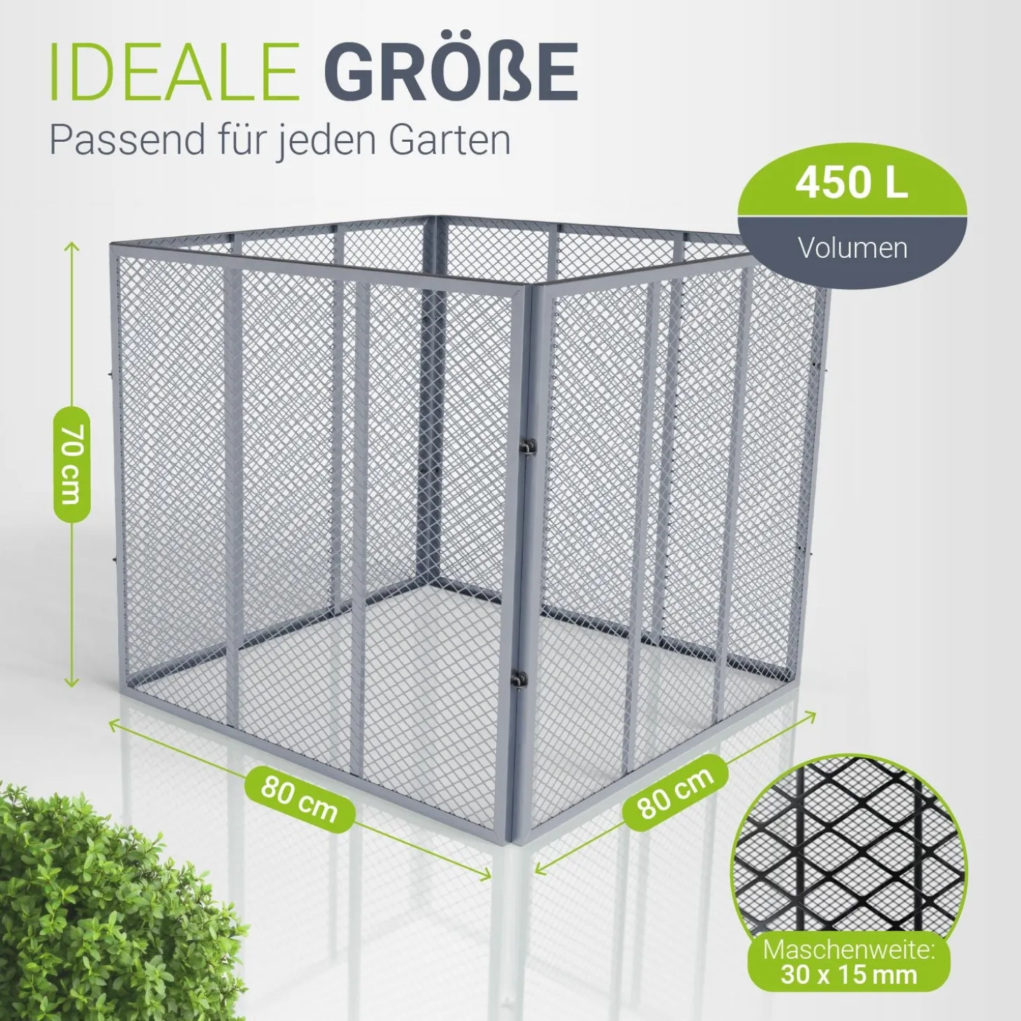 Metall Komposter für Gartenabfälle Gartenkomposter mit 450L & 800L Volumen