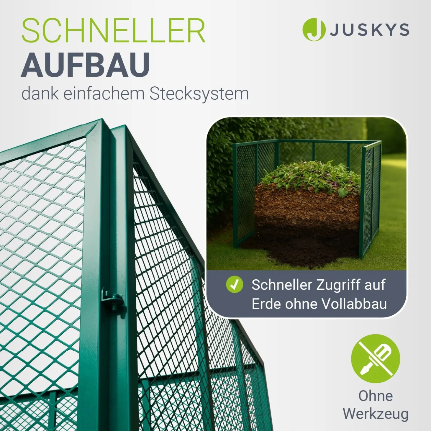 Metall Komposter für Gartenabfälle Gartenkomposter mit 450L & 800L Volumen