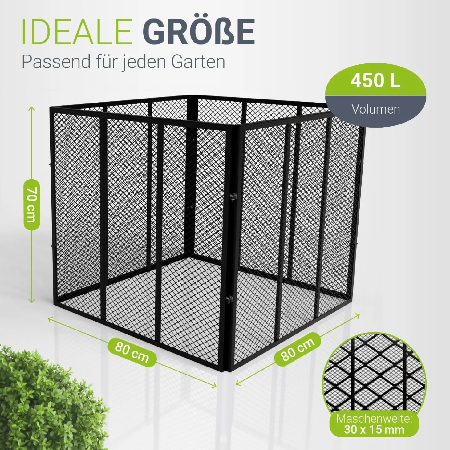 Metall Komposter für Gartenabfälle Gartenkomposter mit 450L & 800L Volumen