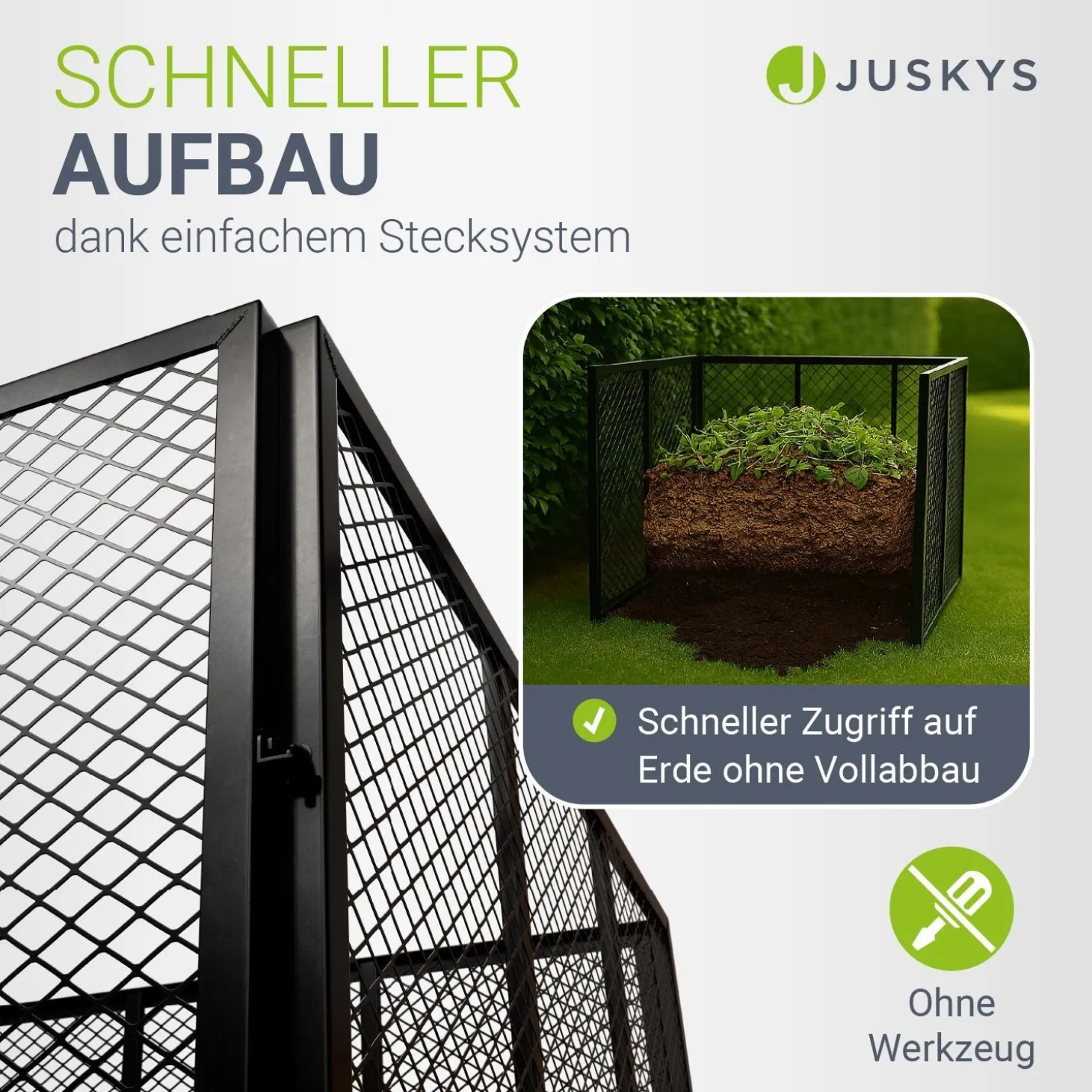 Metall Komposter für Gartenabfälle Gartenkomposter mit 450L & 800L Volumen