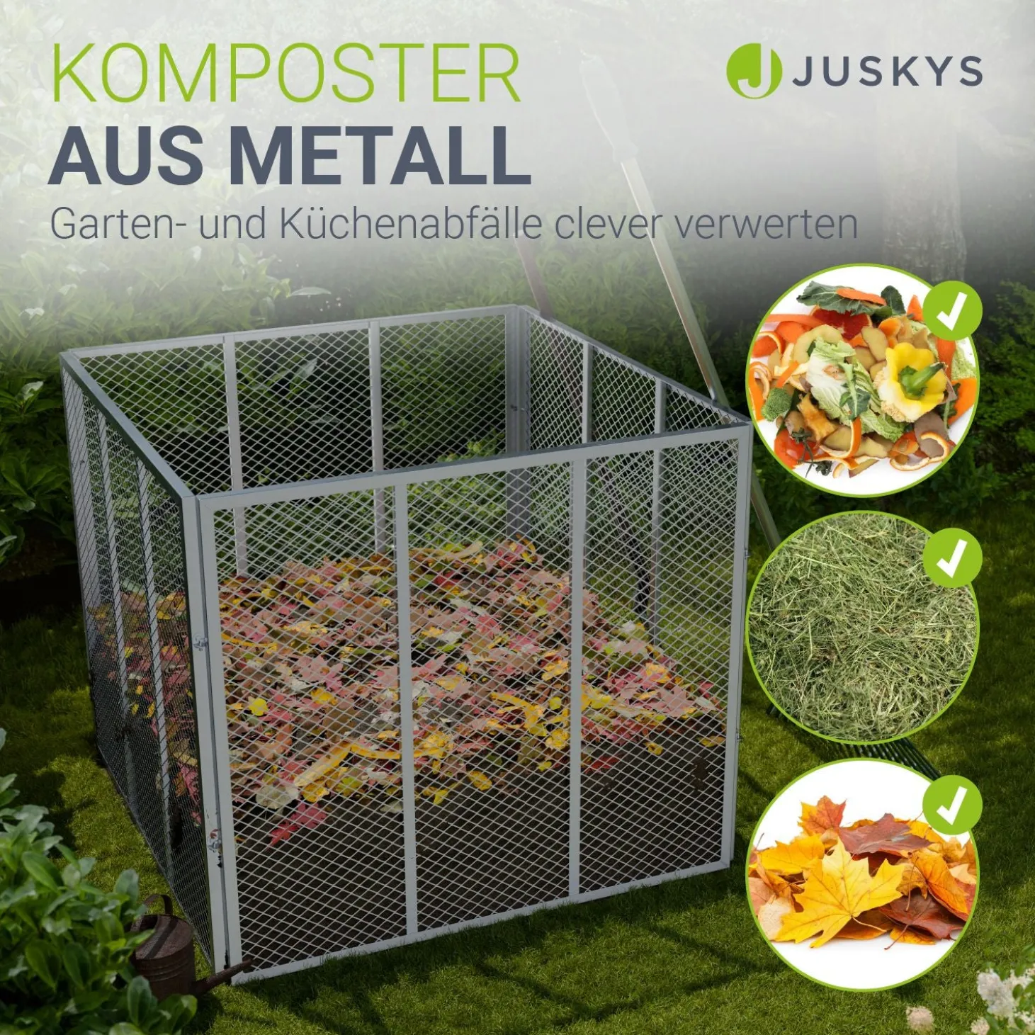 Metall Komposter für Gartenabfälle Gartenkomposter mit 450L & 800L Volumen