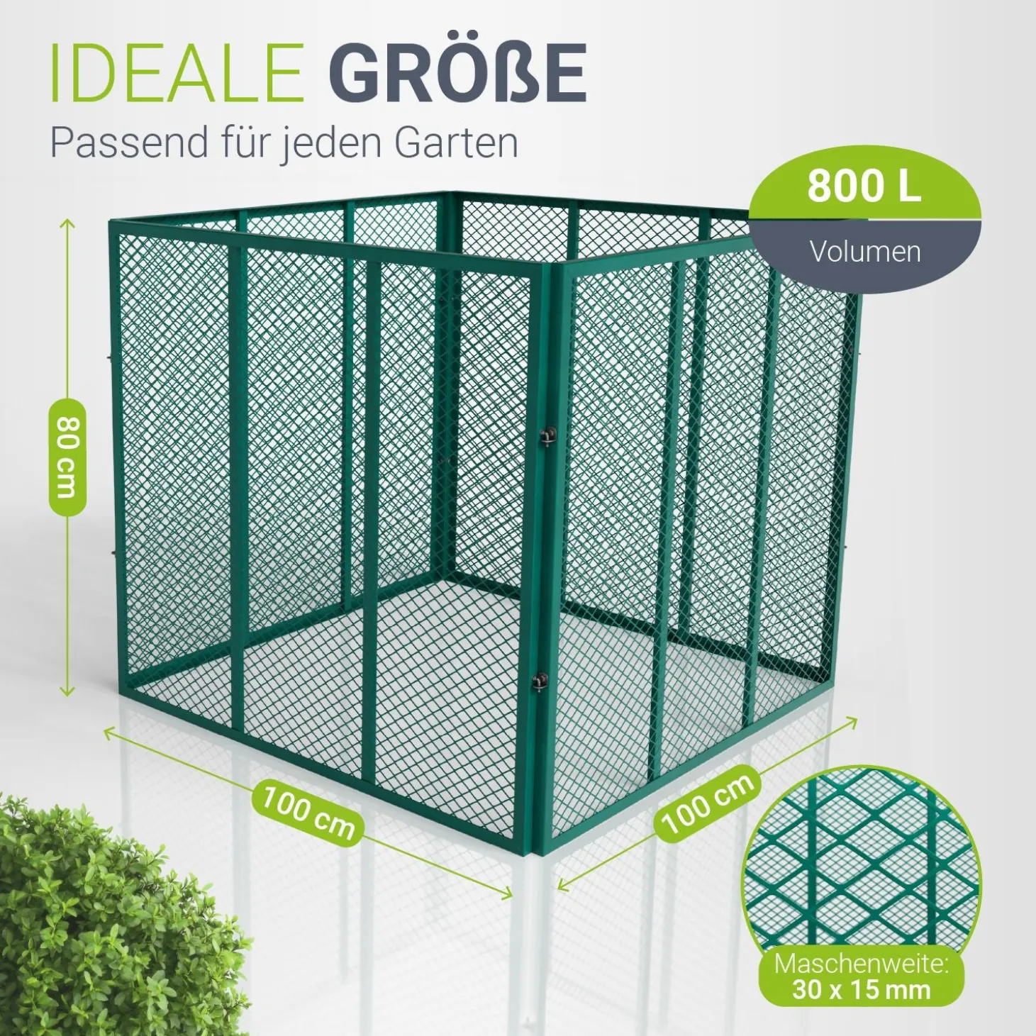 Metall Komposter für Gartenabfälle Gartenkomposter mit 450L & 800L Volumen