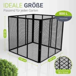 Metall Komposter für Gartenabfälle Gartenkomposter mit 450L & 800L Volumen