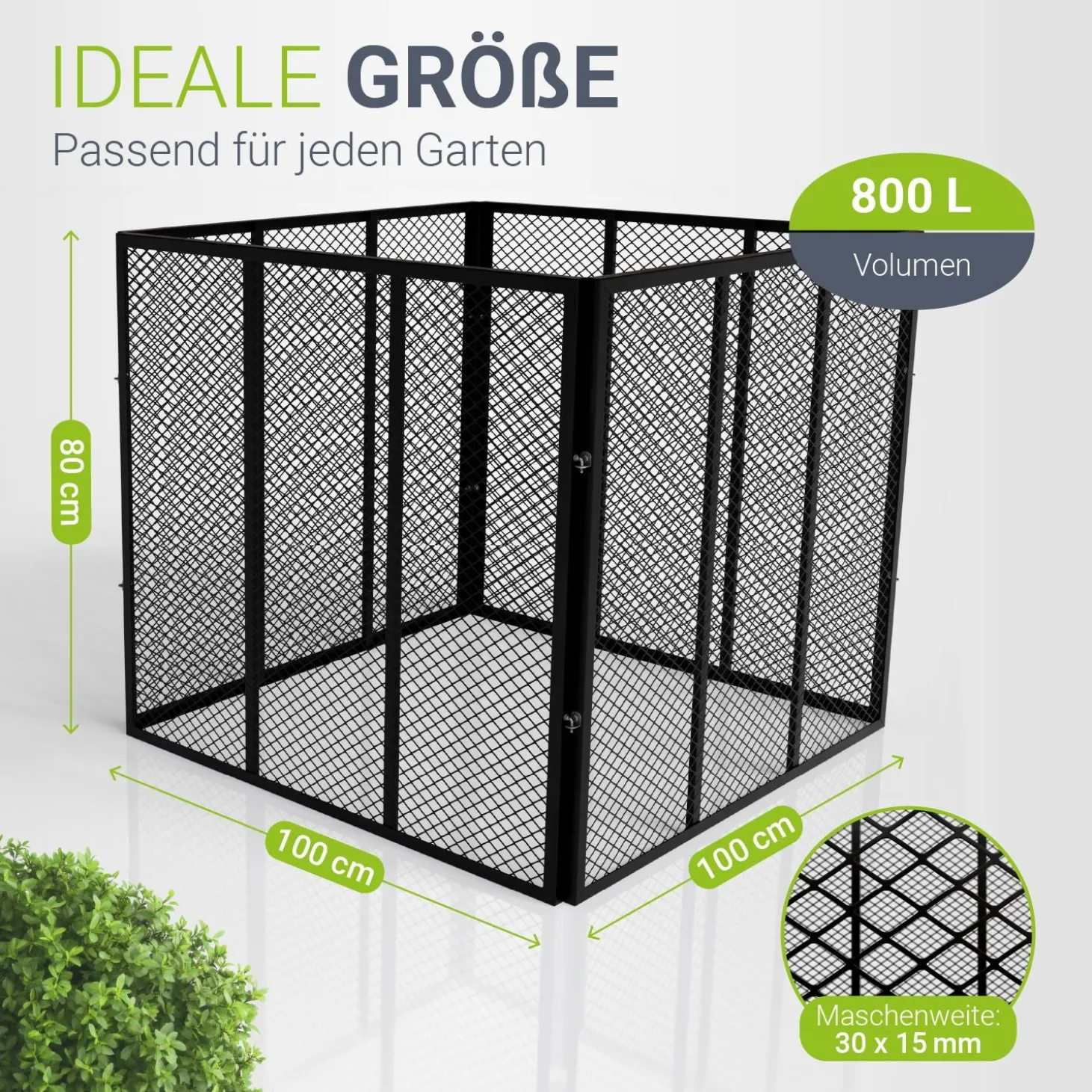 Metall Komposter für Gartenabfälle Gartenkomposter mit 450L & 800L Volumen