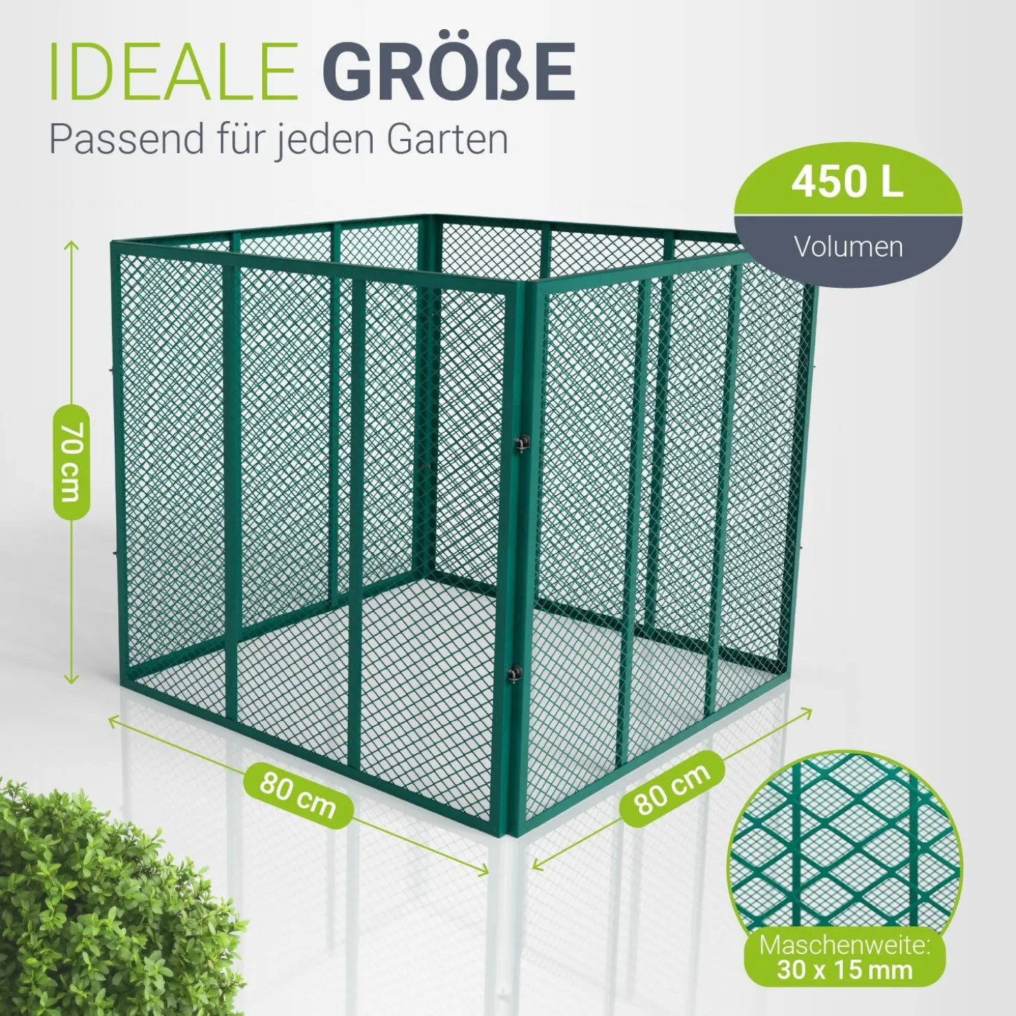 Metall Komposter für Gartenabfälle Gartenkomposter mit 450L & 800L Volumen