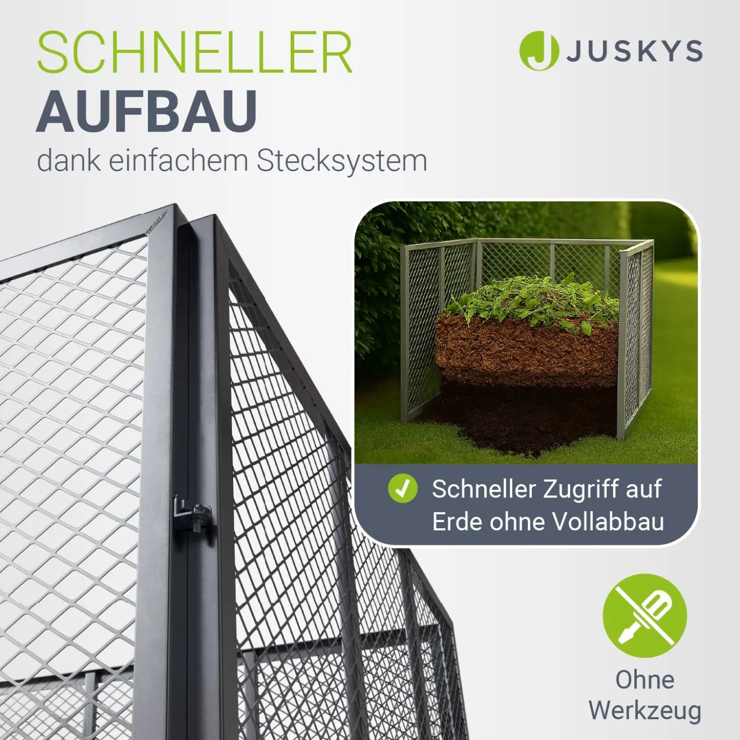 Metall Komposter für Gartenabfälle Gartenkomposter mit 450L & 800L Volumen