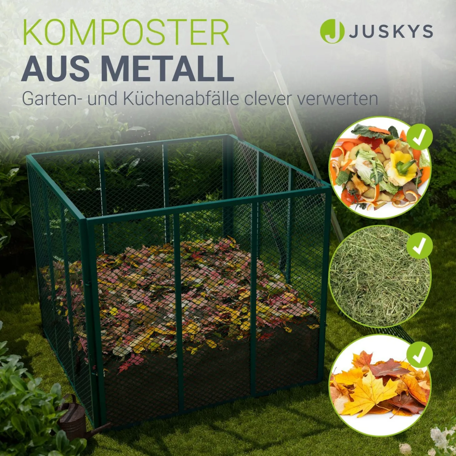 Metall Komposter für Gartenabfälle Gartenkomposter mit 450L & 800L Volumen
