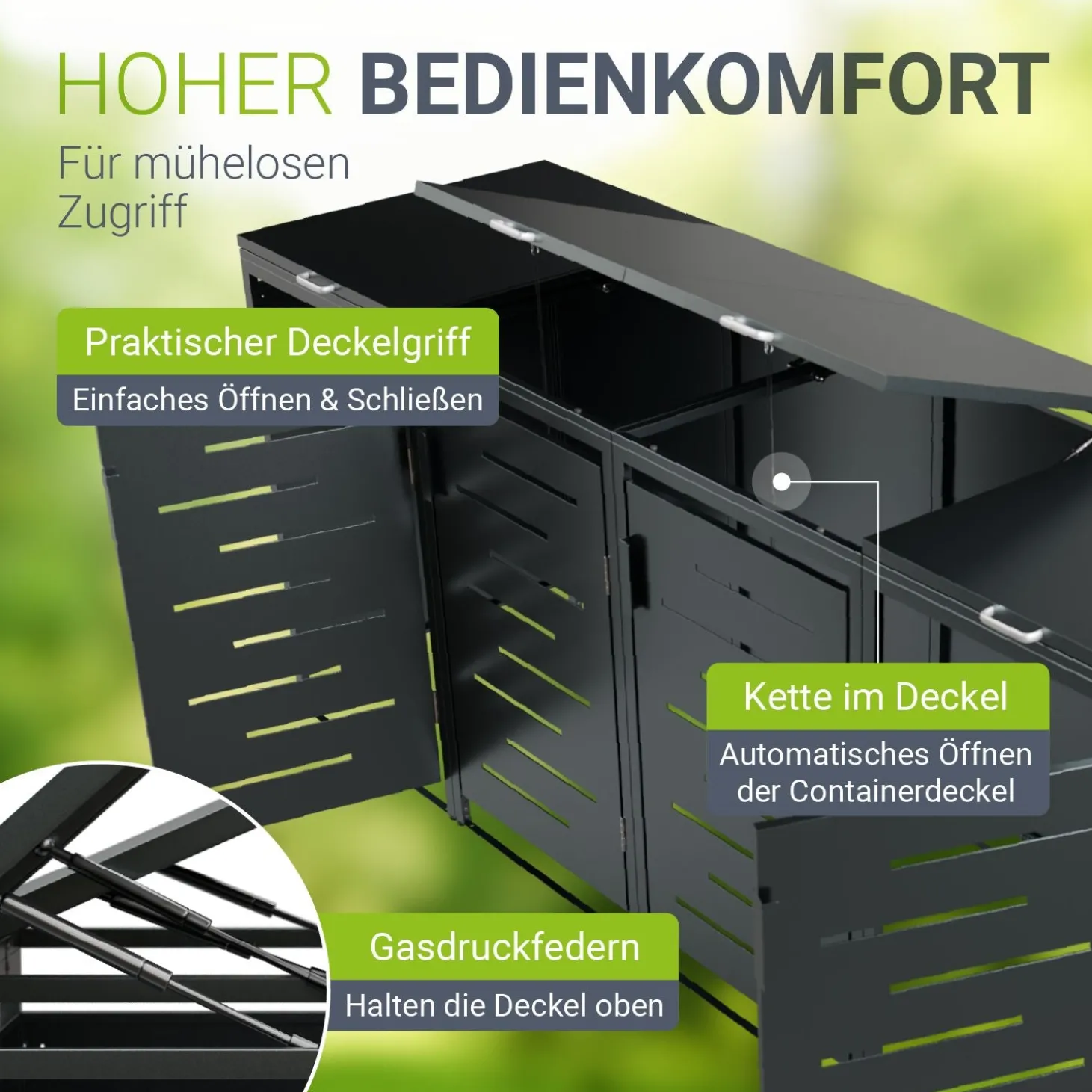 Metall Mülltonnenbox Arel Moderne Gartenbox für 120L bzw. 240L Mülltonnen