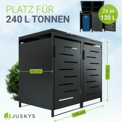 Metall Mülltonnenbox Arel Moderne Gartenbox für 120L bzw. 240L Mülltonnen