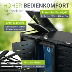 Metall Mülltonnenbox Arel Moderne Gartenbox für 120L bzw. 240L Mülltonnen