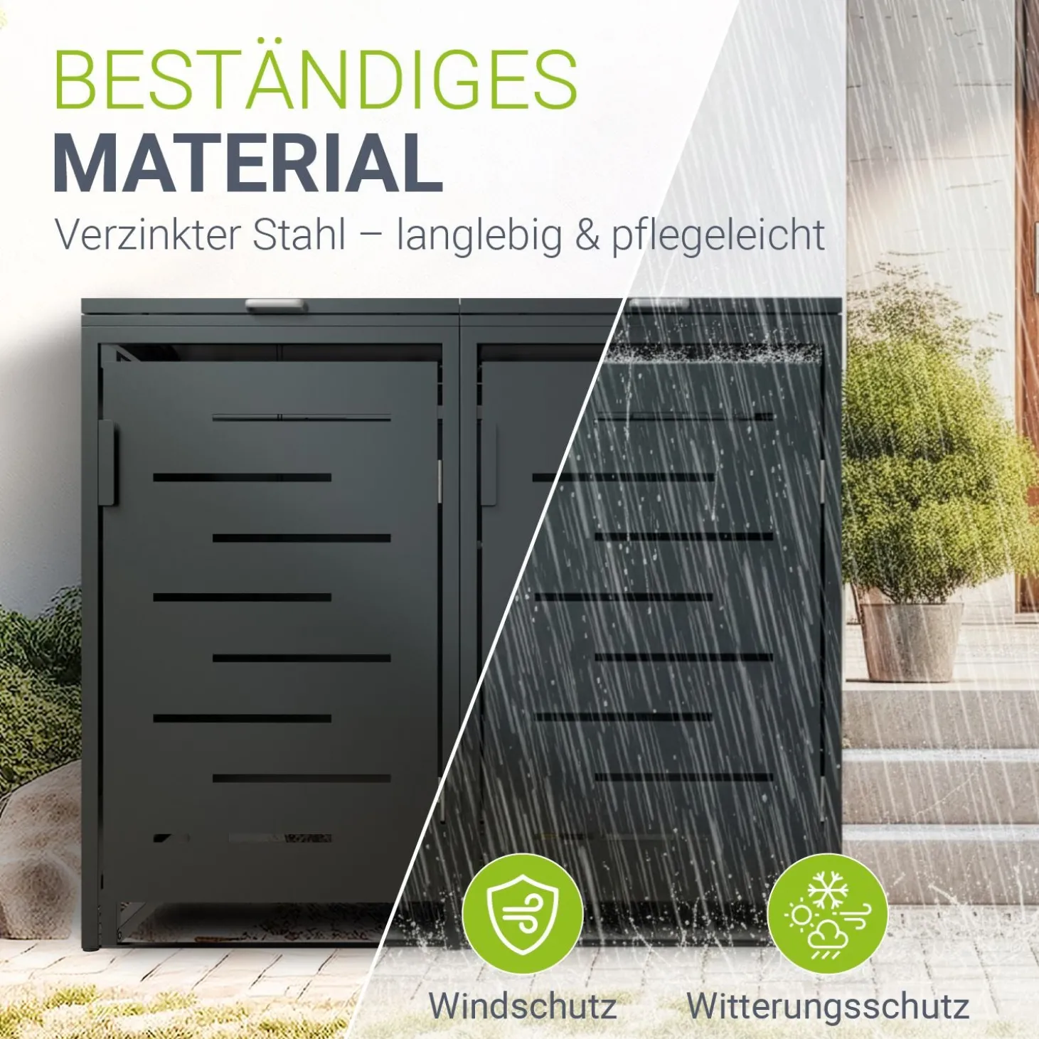 Metall Mülltonnenbox Arel Moderne Gartenbox für 120L bzw. 240L Mülltonnen