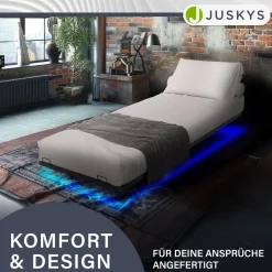 Metall Schwebebett Palamos Minimalistisches Bett mit LED-Beleuchtung & Lattenrost