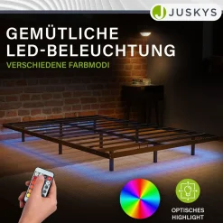 Metall Schwebebett Palamos Minimalistisches Bett mit LED-Beleuchtung & Lattenrost