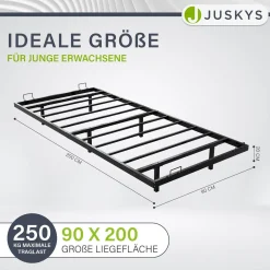 Metall Schwebebett Palamos Minimalistisches Bett mit LED-Beleuchtung & Lattenrost