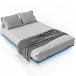 Metall Schwebebett Palamos Minimalistisches Bett mit LED-Beleuchtung & Lattenrost