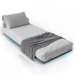 Metall Schwebebett Palamos Minimalistisches Bett mit LED-Beleuchtung & Lattenrost