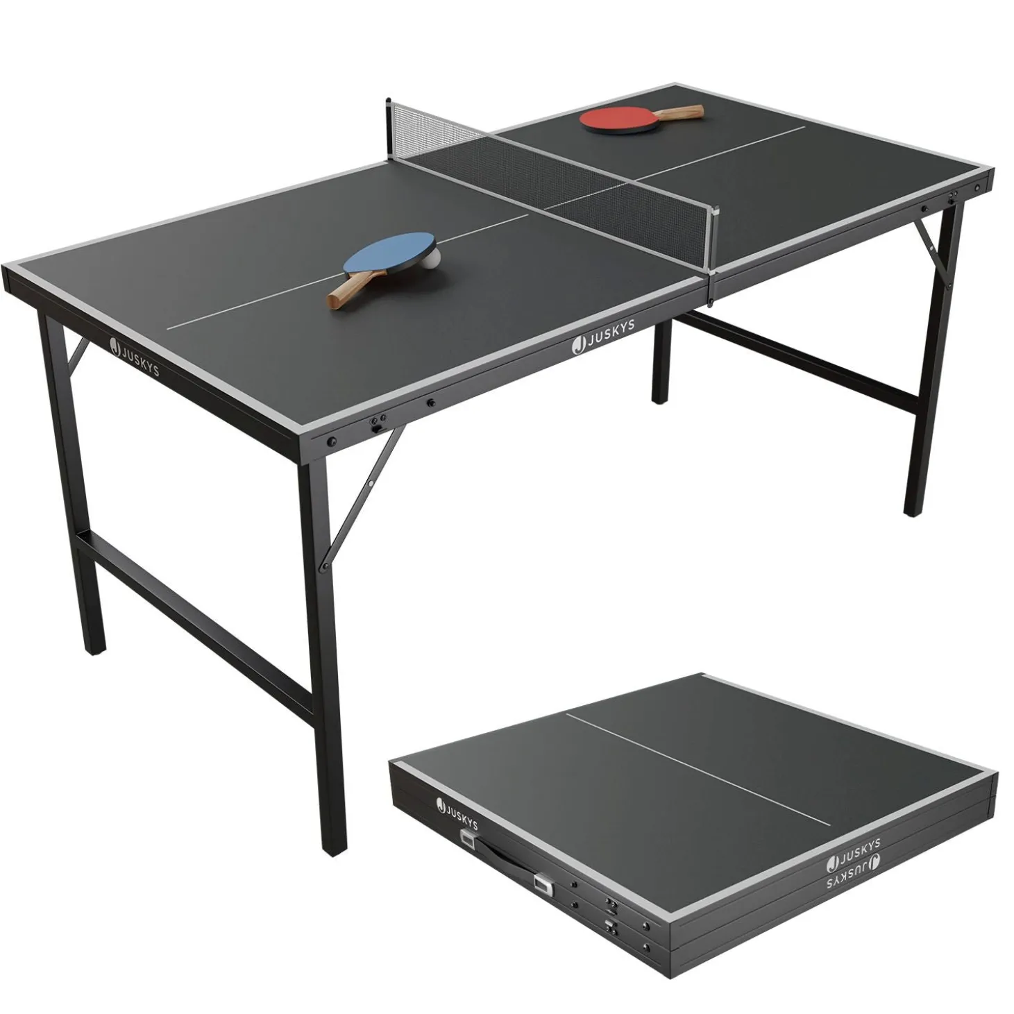 Mini Tischtennisplatte Flexi Tischtennisplatte klein inkl. Netz, Schlägern & 5 Bällen