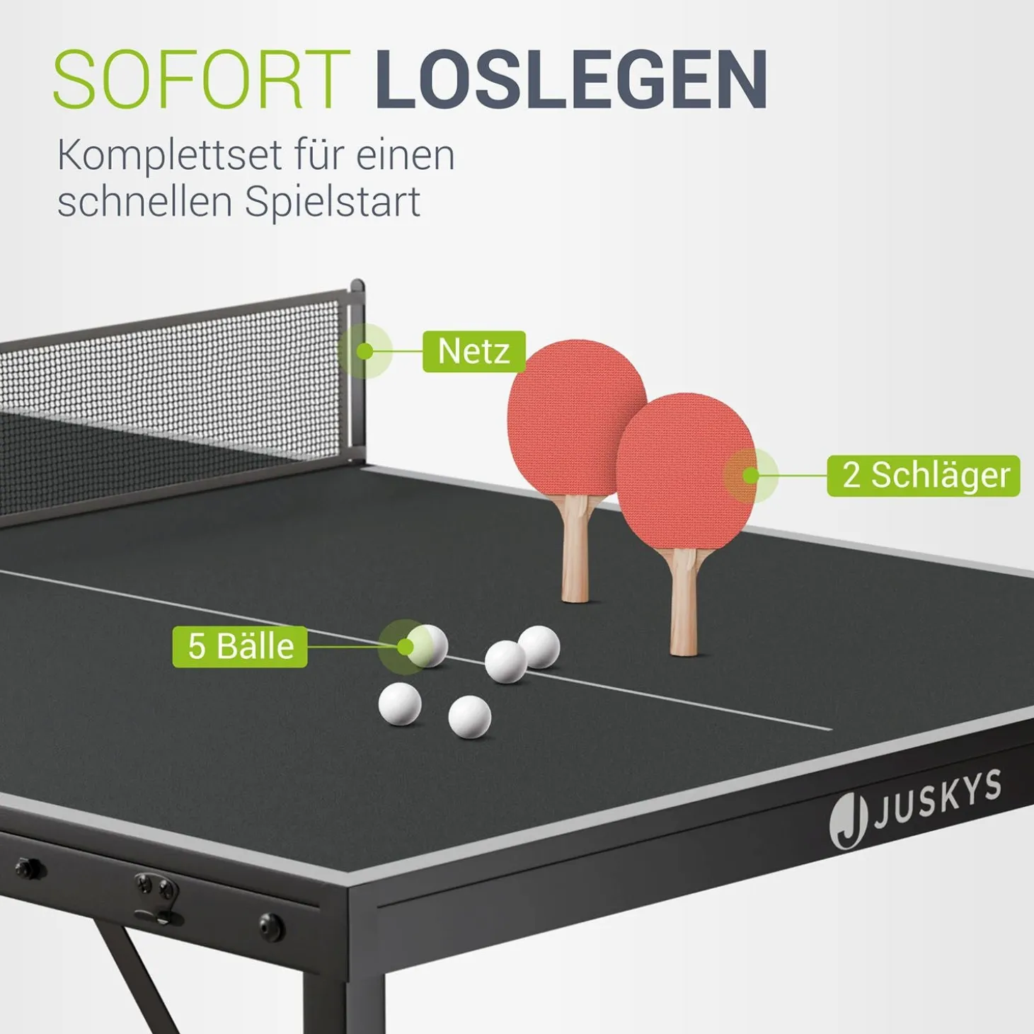 Mini Tischtennisplatte Flexi Tischtennisplatte klein inkl. Netz, Schlägern & 5 Bällen